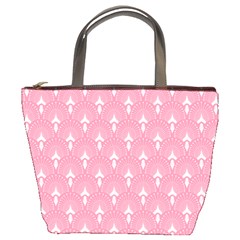 White And Pink Art-deco Pattern Bucket Bag by Dushan