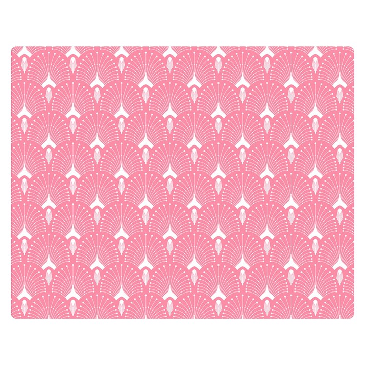 White and pink Art-Deco pattern Double Sided Flano Blanket (Medium) 