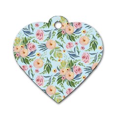 Springflowers Dog Tag Heart (two Sides) by Dushan