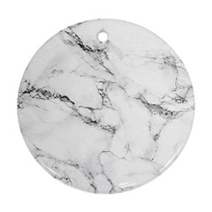 White Faux Marble Round Ornament (two Sides) by Dushan