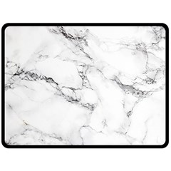 White Faux Marble Fleece Blanket (large)  by Dushan