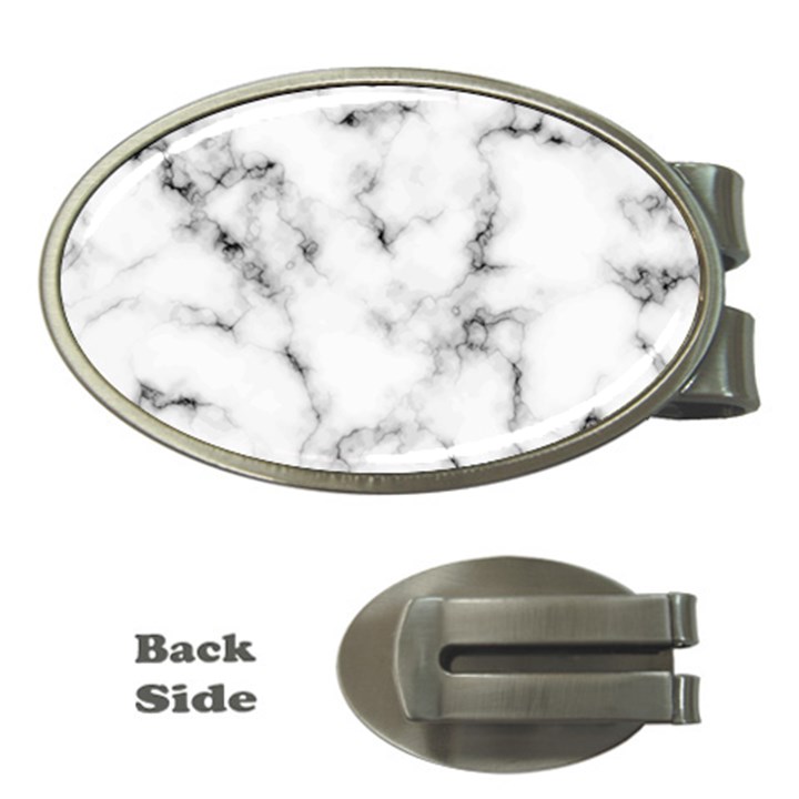 White faux marble texture  Money Clips (Oval) 