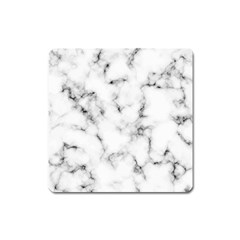 White Faux Marble Texture  Square Magnet by Dushan