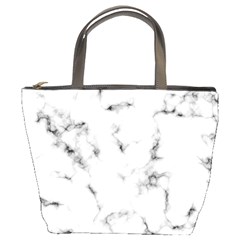 White Faux Marble Texture  Bucket Bag by Dushan