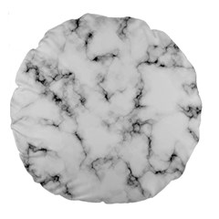 White Faux Marble Texture  Large 18  Premium Round Cushions by Dushan