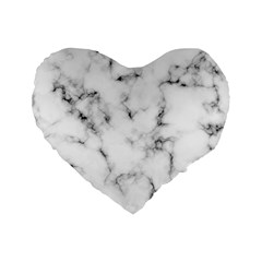 White Faux Marble Texture  Standard 16  Premium Flano Heart Shape Cushions by Dushan