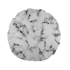 White Faux Marble Texture  Standard 15  Premium Flano Round Cushions