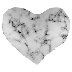 White Faux Marble Texture  Large 19  Premium Flano Heart Shape Cushions