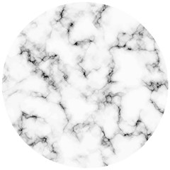 White Faux Marble Texture  Wooden Puzzle Round by Dushan