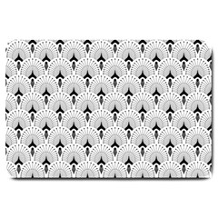 Black And White Art-deco Pattern Large Doormat  by Dushan