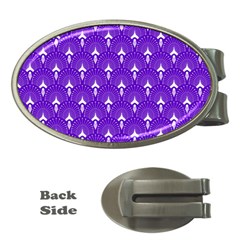 White And Purple Art-deco Pattern Money Clips (oval)  by Dushan