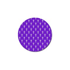 White And Purple Art-deco Pattern Golf Ball Marker by Dushan