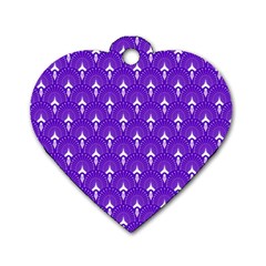 White And Purple Art-deco Pattern Dog Tag Heart (two Sides) by Dushan