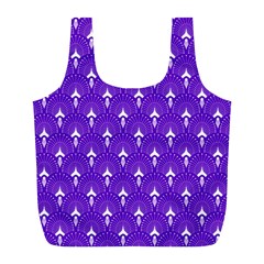 White And Purple Art-deco Pattern Full Print Recycle Bag (l) by Dushan