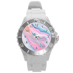 Colorful Marble Abstract Background Texture  Round Plastic Sport Watch (l) by Dushan