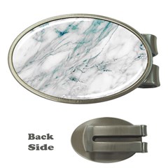 Gray Faux Marble Blue Accent Money Clips (oval)  by Dushan