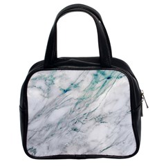 Gray Faux Marble Blue Accent Classic Handbag (two Sides)