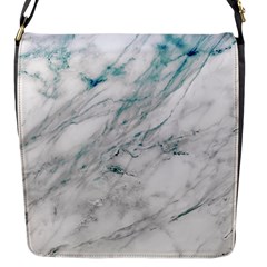 Gray Faux Marble Blue Accent Flap Closure Messenger Bag (s) by Dushan