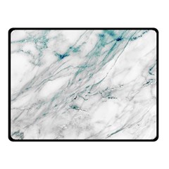 Gray Faux Marble Blue Accent Double Sided Fleece Blanket (small)  by Dushan