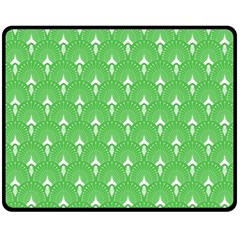 Green And White Art-deco Pattern Fleece Blanket (medium)  by Dushan