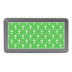 Green And White Art-deco Pattern Memory Card Reader (mini) by Dushan