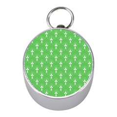 Green And White Art-deco Pattern Mini Silver Compasses by Dushan