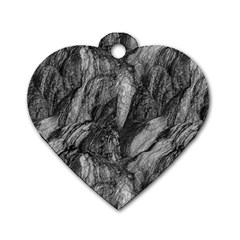 Black And White Rocky Texture Pattern Dog Tag Heart (two Sides) by dflcprintsclothing