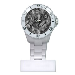 Black And White Rocky Texture Pattern Plastic Nurses Watch by dflcprintsclothing