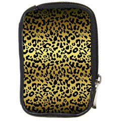 Gold And Black, Metallic Leopard Spots Pattern, Wild Cats Fur Compact Camera Leather Case by Casemiro