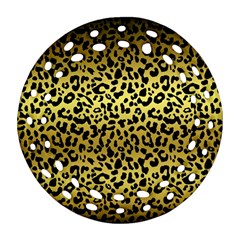 Gold And Black, Metallic Leopard Spots Pattern, Wild Cats Fur Ornament (round Filigree) by Casemiro