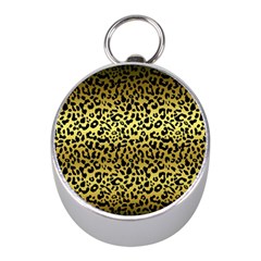 Gold And Black, Metallic Leopard Spots Pattern, Wild Cats Fur Mini Silver Compasses