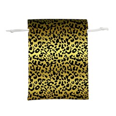 Gold And Black, Metallic Leopard Spots Pattern, Wild Cats Fur Lightweight Drawstring Pouch (m) by Casemiro