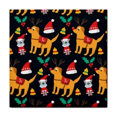 Funny Christmas Pattern Background Tile Coaster