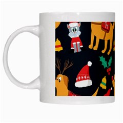 Funny Christmas Pattern Background White Mugs