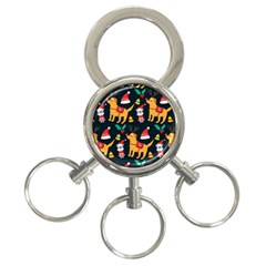 Funny Christmas Pattern Background 3-Ring Key Chain