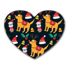 Funny Christmas Pattern Background Heart Mousepads