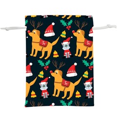 Funny Christmas Pattern Background  Lightweight Drawstring Pouch (XL)