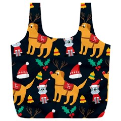 Funny Christmas Pattern Background Full Print Recycle Bag (XXL)