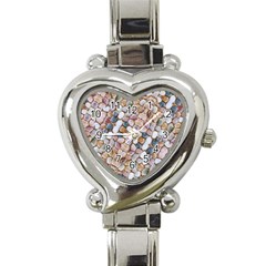 Rounded Stones Print Motif Heart Italian Charm Watch by dflcprintsclothing