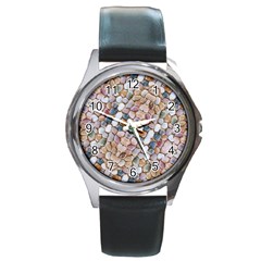 Rounded Stones Print Motif Round Metal Watch by dflcprintsclothing