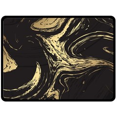 Black And Gold Marble Fleece Blanket (large)  by Dushan