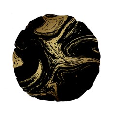 Black And Gold Marble Standard 15  Premium Flano Round Cushions by Dushan