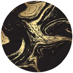 Black And Gold Marble Wooden Puzzle Round by Dushan