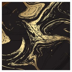 Black And Gold Marble Long Sheer Chiffon Scarf  by Dushan