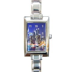 New-york Cityscape  Rectangle Italian Charm Watch by Dushan