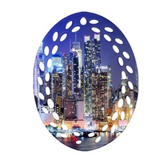 New-york Cityscape  Ornament (oval Filigree) by Dushan
