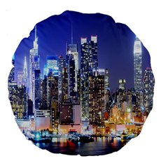 New-york Cityscape  Large 18  Premium Round Cushions by Dushan