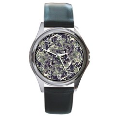 Modern Abstract Print Round Metal Watch