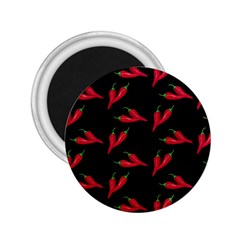 Red, hot jalapeno peppers, chilli pepper pattern at black, spicy 2.25  Magnets