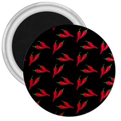 Red, hot jalapeno peppers, chilli pepper pattern at black, spicy 3  Magnets